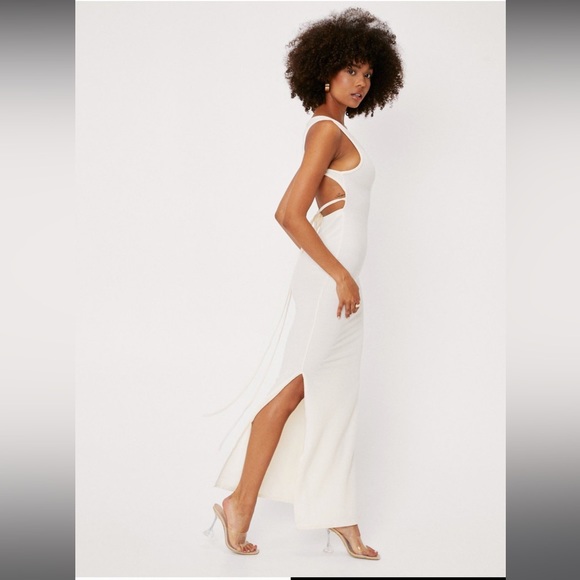 Nasty Gal scoop neck backless tie maxi dress sz 8 NWT - Picture 10 of 14